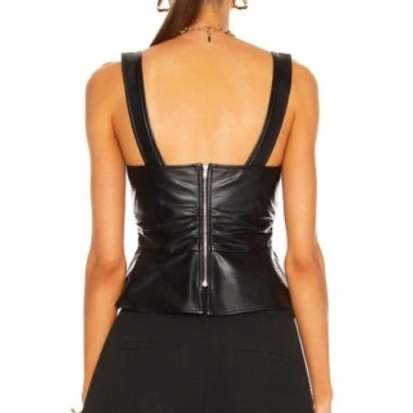 A.L.C. Lauryn II Faux-Leather Top - Picture 3 of 8